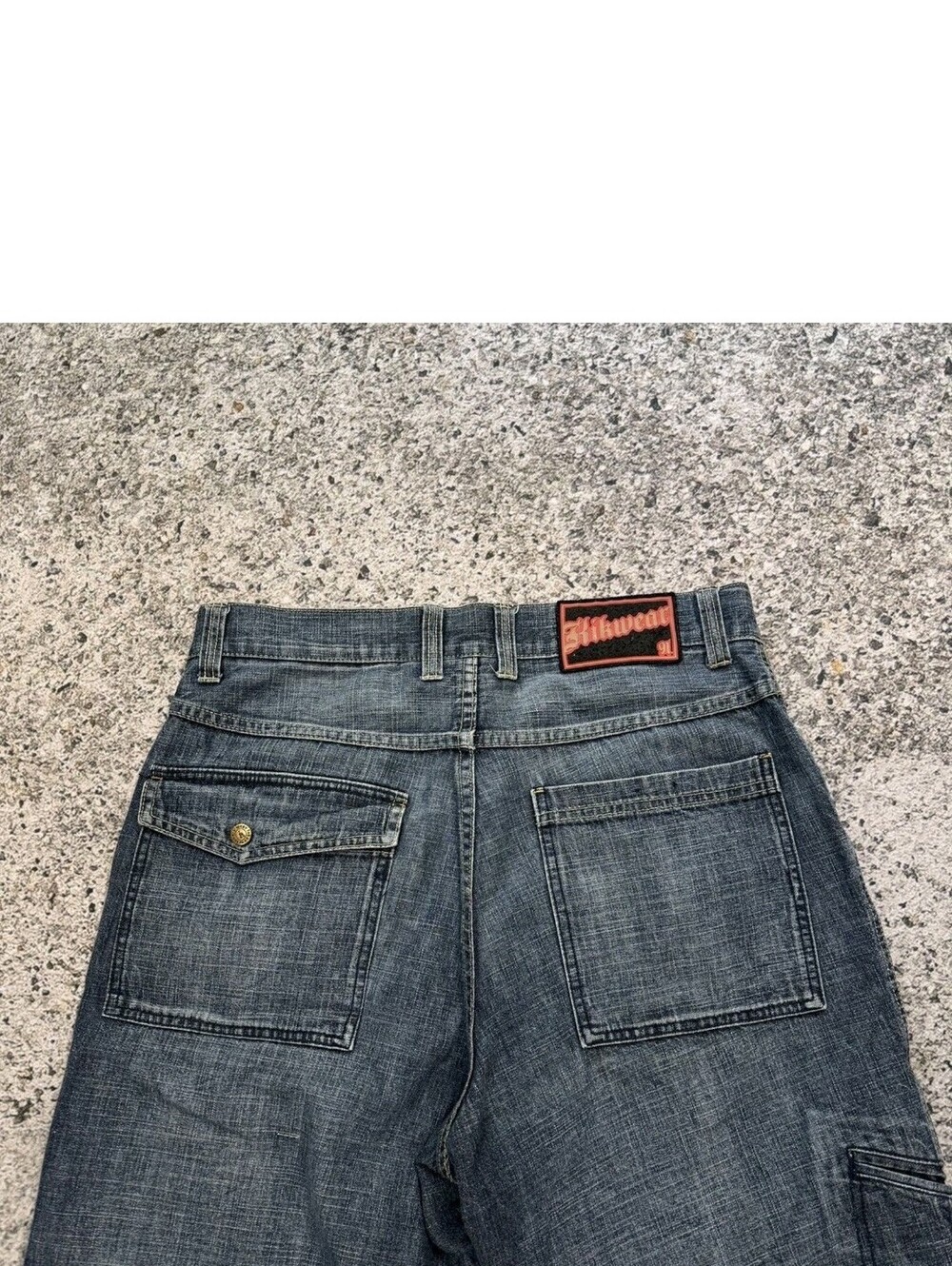 Kikwear Denim Cargo Pocket Jean Shorts Grunge Jnco Skater 31 Vintage 2000s Y2K